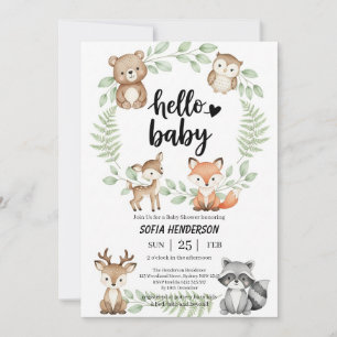 Boho Arch with Greenery and Woodland Forest Animal Invitation