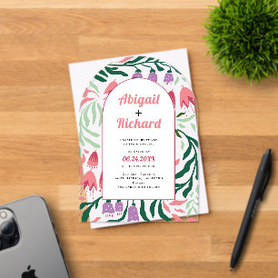 Boho arch with retro branches and flowers wedding acrylic invitations