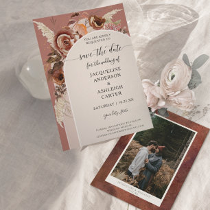BOHO Arched BOHO Elegant Fall Floral Pampas Grass  Save The Date