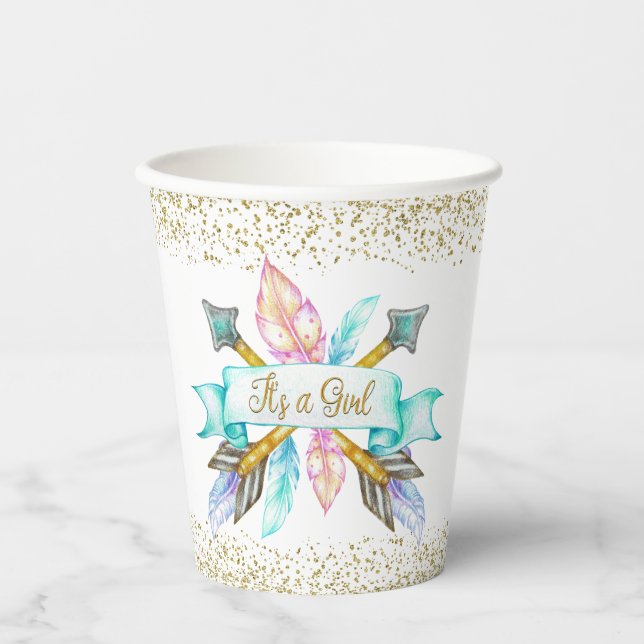 Boho Arrow Baby Shower Paper Cups (Front)
