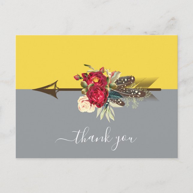 Boho Arrow Colorblock Thank You Postcard (Front)