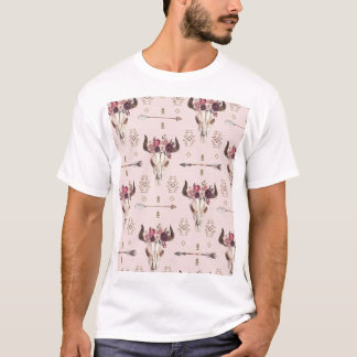 Boho arrows and skull, watercolor pattern. T-Shirt
