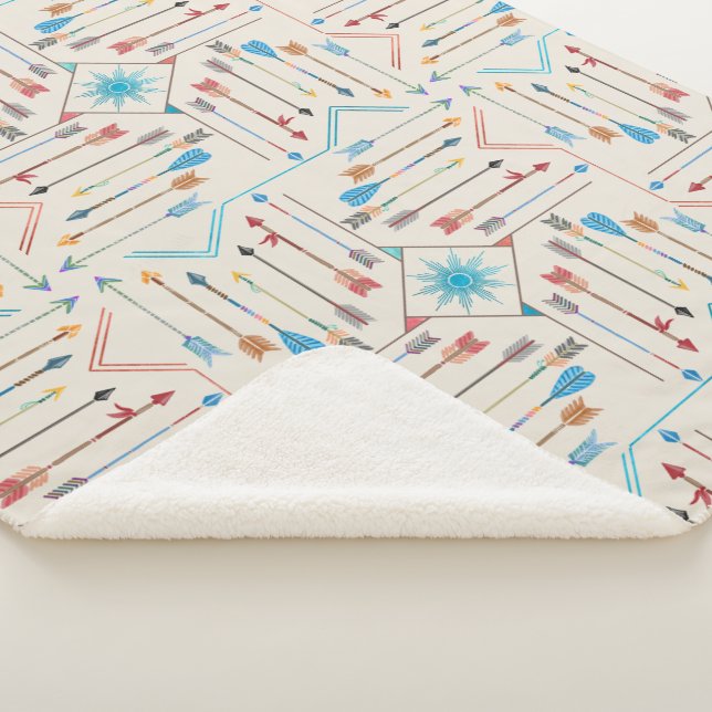 Boho Arrows and Sun V11 ID748 Sherpa Blanket (3/4)