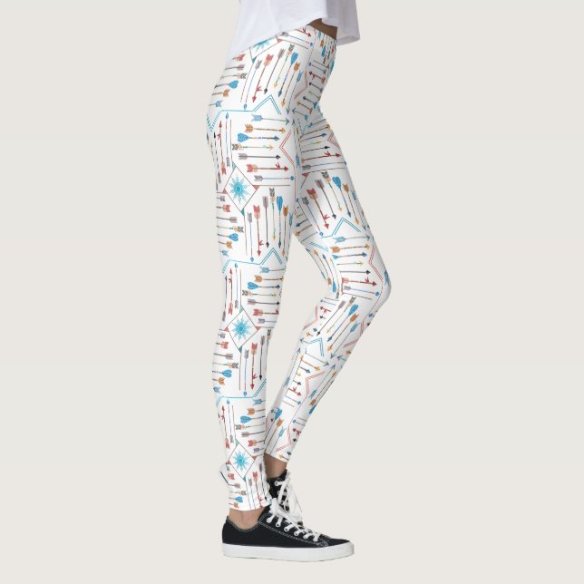 Boho Arrows and Sun V11 White ID748 Leggings (Right)