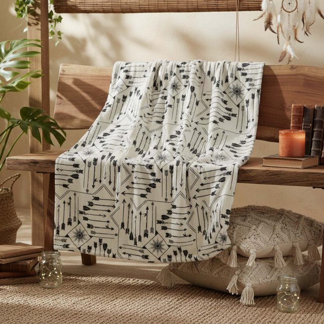 Boho Arrows and Sun V12 ID748 Fleece Blanket (Creator Uploaded)