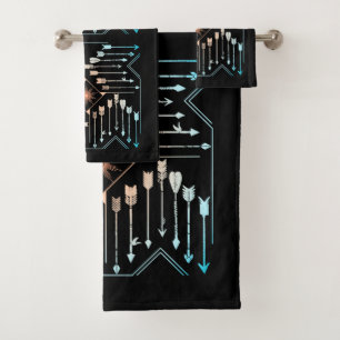 Boho Arrows and Sun V1 ID748 Bath Towel Set