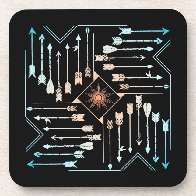 Boho Arrows and Sun V1 ID748 Coaster (Front)