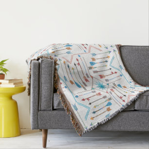 Boho Arrows and Sun V1 ID748 Throw Blanket