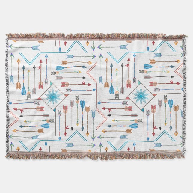 Boho Arrows and Sun V1 ID748 Throw Blanket (Front)