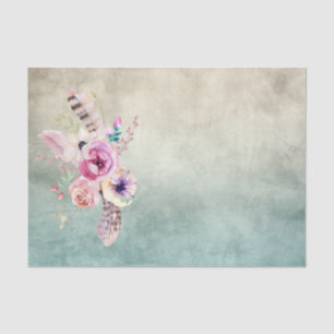 Boho Art Feathers and Flowers - Decoupage Tissue Paper