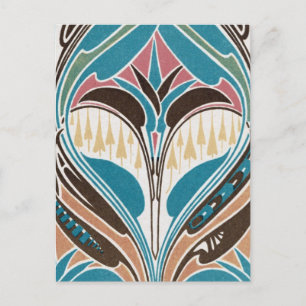 boho art nouveau chic abstract design postcard