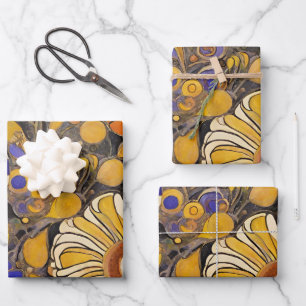 Boho Art Nouveau Wildflower Garden Wrapping Paper Sheet