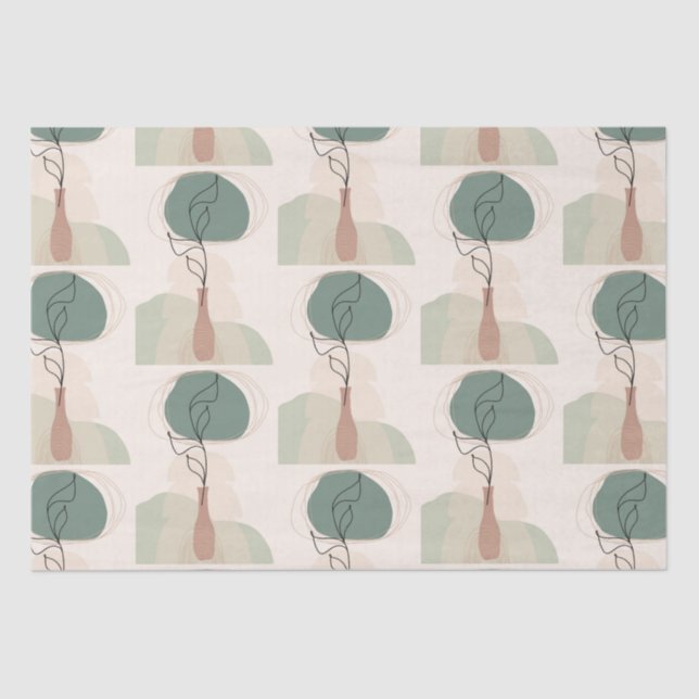 Boho Art Style Modern Vase Plant Tissue Paper (Front)