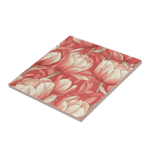 Boho Art Tulip Ceramic Tiles  For Cosy Interior