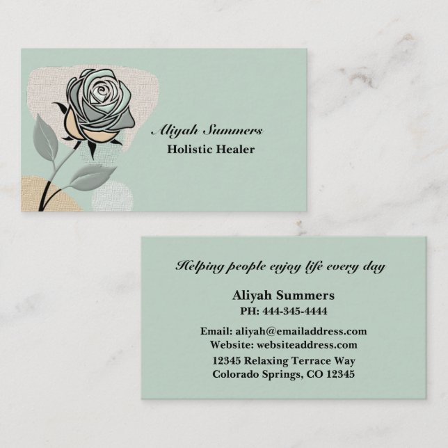 Boho Artistic Rose Meditative Business Card (Front/Back)
