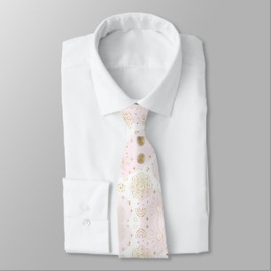 Boho Astrology Gold Celestial Pattern Tie