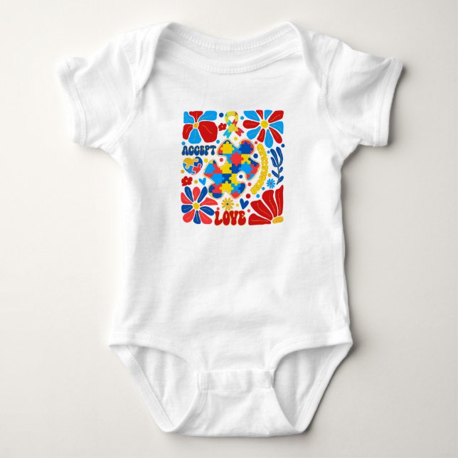 Boho Autism Awareness Baby Bodysuit (Front)