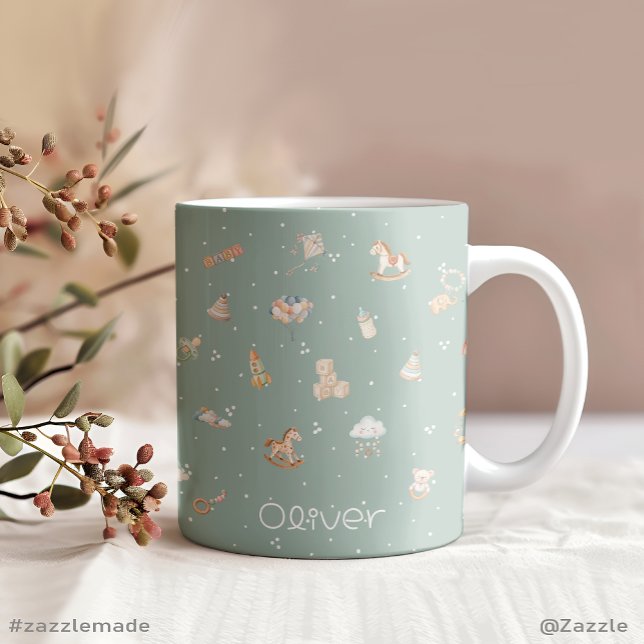 Boho Autumn Baby Shower Personalised  Large Coffee Mug (Boho Autumn Baby Shower Personalized Giant Coffee Mug)