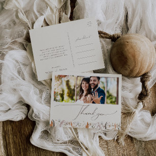 Boho Autumn   Beige Horizontal Photo Thank You Postcard