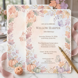 Boho Autumn Birthday Invite