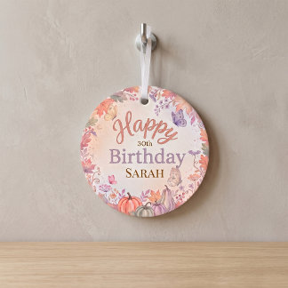 Boho Autumn Birthday Pumpkin Custom  Ornament