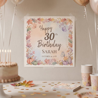 Boho Autumn Birthday Pumpkin Custom Party Poster
