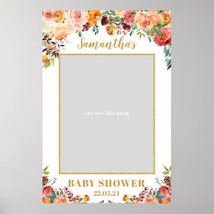 Boho Autumn blush orange floral photp prop poster
