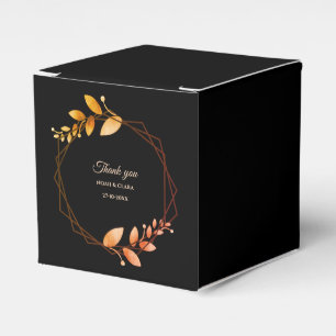 Boho autumn botanical gold frame wedding favour box