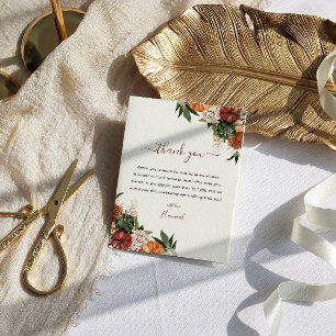 Boho Autumn Bridal Shower Thank You Card