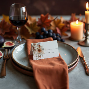 Boho Autumn Dried Flowers   Place Card