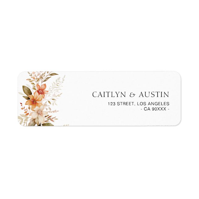 boho autumn fall florals address return address label (Front)