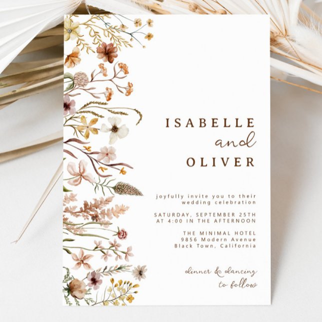 Boho Autumn Fall Wildflower Botanical Wedding Invitation (Boho Autumn Fall Wildflower Botanical Wedding Invitation)