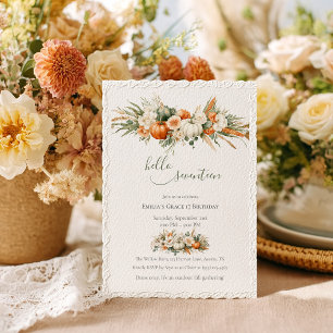Boho Autumn Floral Arrangement Birthday Invitation