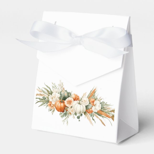 Boho Autumn Floral Arrangement Favour Box (Front Side)