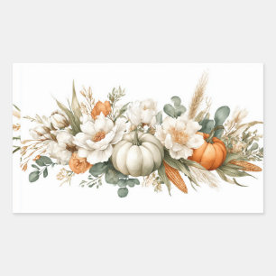 Boho Autumn Floral Arrangement Rectangular Sticker