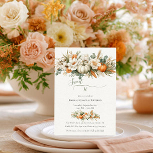 Boho Autumn Floral Arrangement Sweet 16 Invitation