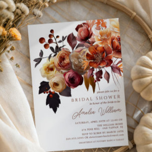 Boho Autumn Floral Bridal Shower  Invitation
