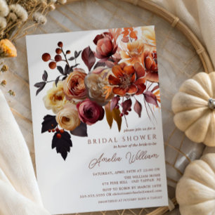 Boho Autumn Floral Bridal Shower  Invitation