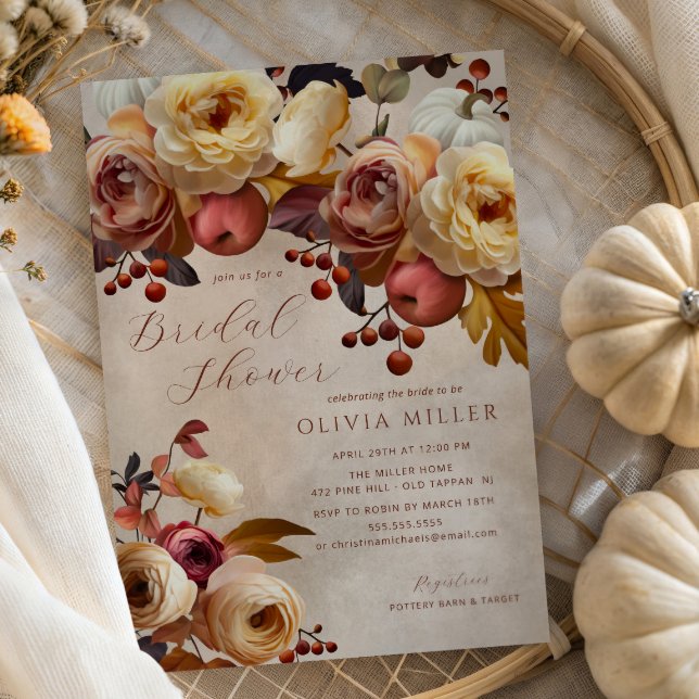 Boho Autumn Floral Bridal Shower  Invitation (Creator Uploaded)