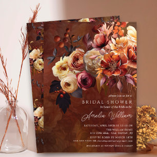 Boho Autumn Floral Bridal Shower  Invitation