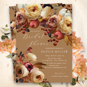 Boho Autumn Floral Bridal Shower  Invitation