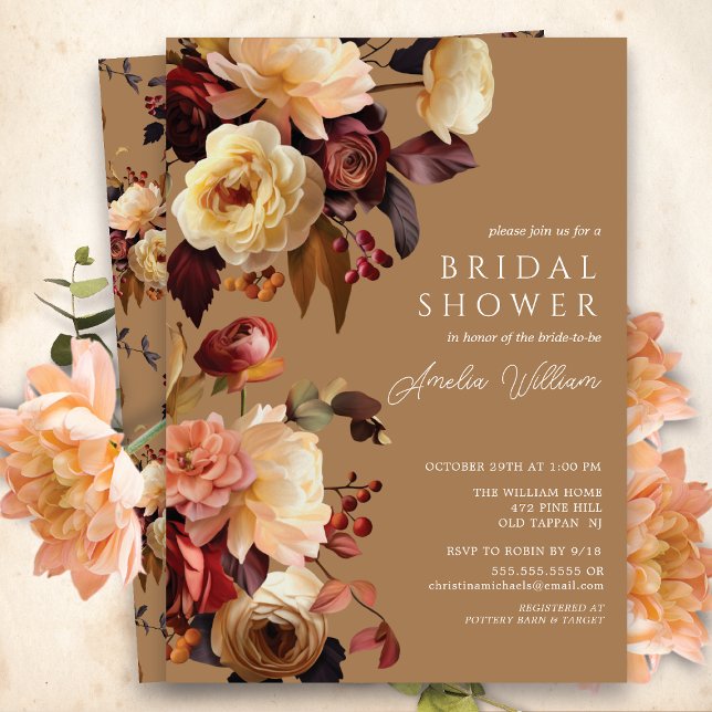 Boho Autumn Floral Bridal Shower Invitation (Creator Uploaded)