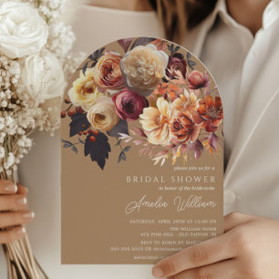 Boho Autumn Floral Bridal Shower  Invitation