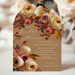 Boho Autumn Floral Bridal Shower  Invitation