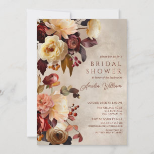 Boho Autumn Floral Bridal Shower Invitation