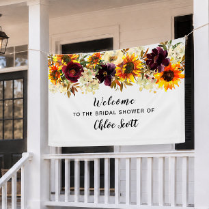 Boho Autumn Floral Bridal Shower Welcome Banner