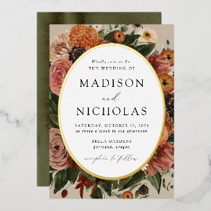 Boho Autumn Floral Oval Frame Wedding