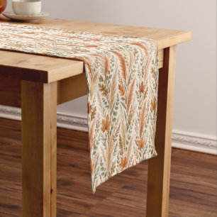 Boho Autumn Floral Pampas Grass Botanical Wedding Short Table Runner