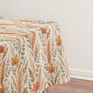 Boho Autumn Floral Pampas Grass Botanical Wedding Tablecloth