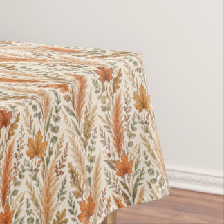 Boho Autumn Floral Pampas Grass Botanical Wedding Tablecloth
